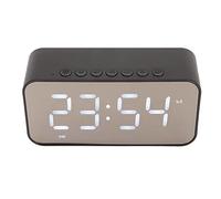 WirelessSpeaker Stereo Sound Noise Cancelling Alarm Clock with Mirror Display and Voice Broadcast FM Radio (Black)