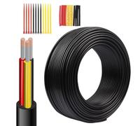 Wirelume 14 AWG 3×2mm² Electrical Wire 3 Core Conductor 14 Gauge Extension Cable Stranded Twin and Earth Round Socket 30FT/9.14M Low Voltage Tinned Copper Cable for LED Automotive Marine