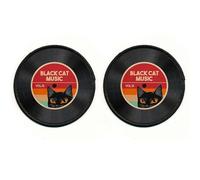 WIRESTER 2 Pieces Round Fabric Patches Repair Patches Embroidered Sew Iron on Patch with Black Border for Shirts, Jeans, Bags, Hats, Clothes - Black Cat Music Vol.13