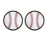 WIRESTER 2 Pieces Round Fabric Patches Repair Patches Embroidered Sew Iron on Patch with Black Border for Shirts, Jeans, Bags, Hats, Clothes - Baseball