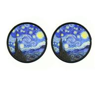 WIRESTER 2 Pieces Round Fabric Patches Repair Patches Embroidered Sew Iron on Patch with Black Border for Shirts, Jeans, Bags, Hats, Clothes - The Starry Night Van Gogh