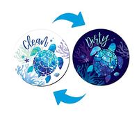 WIRESTER 3.5 inch Dishwasher Clean Dirty Flip Sign Double-Sided Decoration for Kitchen Dishwasher Washing Machine, Blue Sea Turtle