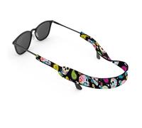 WIRESTER Fashion Eyeglasses Strap, Floating Sunglass Holder Strap, Safety Flexible Neoprene Eyewear Retainer for Men Women, Colorful Sugar Skulls, Medium