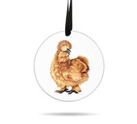 WIRESTER Hanging Ornaments for Christmas Tree Holidays, Party, Car, Home, Office Decoration, Large 3 inch Acrylic Ready to Hang Ornament - Fluffy Silkie Chicken