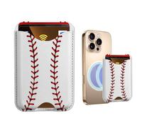 WIRESTER Leather Magnetic Card Holder Wallet for Magsafe, Cute Phone Accessories Stick on Compatible with iPhone 17/16/15/14/13/12 Series - Baseball