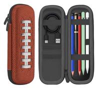 WIRESTER Protective Storage Carrying Case for Pen, USB Cable, Holder Case Compatible with Apple Pencil Pro, Apple Pencil (USB-C/1st/2nd Gen), Samsung Stylus, iPad Pencil Accessories - Football Pattern