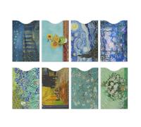 WIRESTER Set of 8 RFID Blocking Card Sleeves, Anti-Theft Credit Card Holder, Easy to Recognize, Identity Theft Protection Secure Sleeves Travel Case for Men Women - Famous Painting Van Gogh