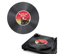 WIRESTER Turntable Mat 12 Inch, Slipmat for Vinyl LP Record Player, Antistatic Anti Slip Turntable Platter Mat for Home Record Players - Black Cat Music Vol.13