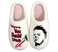 WIRETRAN Mens Womens House Slippers Retro Comfort Warm Plush Fluffy Memory Foam Slippers Winter Indoor Outdoor, You should go, 38.5/40 EU