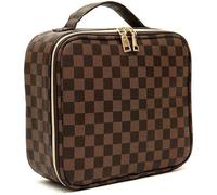 WIRIBEY Makeup Bag, Checkered Makeup Bag, Portable Makeup Bag with Adjustable Partition, Cosmetic Bags for Women Toiletry Travel Organizer Portable Make Up Bags for Christmas Birthday Gifts,