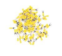 Wiring Crimping Ring Fork, 50 pcs SV5.5 Brass Insulated Spade Fork Terminals 22-10AWG(0.5-6mm2) Yellow Multiple Sizes(SV5.5-4)