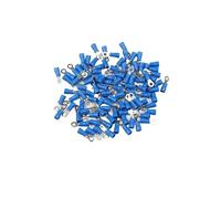 Wiring Crimping Ring Fork, Brass PVC Electrical Wire Connector Crimp Terminals Ferrule Lugs Blue Multiple Sizes 50 Pcs(RV2-6)