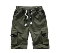 Wirltte Mens Shorts Cotton Combat Sports Cargo Half Pants with Multi Pockets Green M