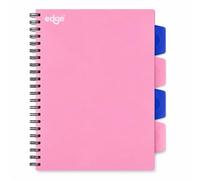 Wiro-Bound Tabbed Project Book Notepad Organiser - A4 or A5, 100 Sheets 200 Ruled Pages, FSC Certified 80gsm Paper, 4 or 5 Dividers, Lay-Flat Spiral Notebook, Blue or Pink (Pink A5 2027)