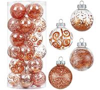 Wironlst 70mm/2.76" Christmas Ball Ornaments Shatterproof Clear Large Plastic Hanging Ball Decorative Baubles Set with Stuffed Delicate Decorations (70mm/2.76", Orange)