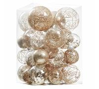 Wironlst Christmas Ball Ornaments Shatterproof Clear Large Plastic Hanging Ball Decorative Baubles Set with Stuffed Delicate Decorations (Multi-Size, Champagne)