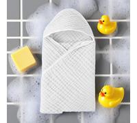 wiroouia Baby Hooded Towel,35 x 35 Inch Cotton Towel | Quick-Drying Bathrobe for Bath Time Shower Beach Trip Daycare Home Nursery Spa Day
