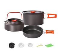 wiroouia Camp Cooking Set - Frying Cookware - Stackable Portable Pot Pan Kettle for Outdoor Cooking Hiking Travel Tailgating RV Survival Backpacking Dorm Picnic