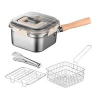 wiroouia Deep Fryer Pan Set,Portable Deep Frying Pot with Oil Drip Rack | Stove Top Cooking Utensils for Outdoor Garden BBQ Kitchen Picnic Camping Party