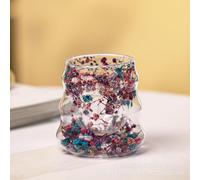 wiroouia Gift for Women Dried Flowers Double Walled Glass Coffee Mugs Cute Glass Tea Cups with Handles Christmas Birthday Gift for Best Friend Teacher Mum Autumn Mug Home Decor