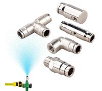 wiroouia Mist Nozzle Connector, Misting Sprayer Coupling, Straight Elbow Tee Connectors Brass Fitting for Cooling Greenhouse Outdoor Atomizing Applications