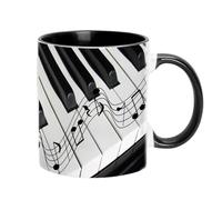 wiroouia Musical Coffee Mug, Coffee Travel Mug Music Tea Cup, Guitars Piano Violin 350ml Ceramic Mug, Tea Mug Desk Decor, Funny Drinking Cup - 9,5x8cm