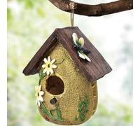 wiroouia Outdoor Bird House | Hangable Bird Cottage | Resin Cute Small Birdhouses Cottage Nesting Box for Outside Outdoors Bluebird Finch Tree Garden Yard Decoration