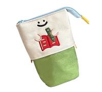 wiroouia Standing Pencil Pouch - Telescopic Stationery Organizer,Foldable Book Pattern Zipper Pen Pouch,for Kids School Home Travel College Dorm