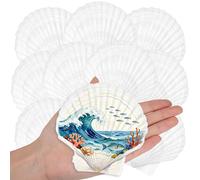 Wirow 10Pcs Natural White Scallop Shells 10-12cm Large Seashells for DIY Crafts, Beach Wedding Decor, Party & Home Decoration Bulk Scallop Shells for Resin Art, Painting, Centerpieces