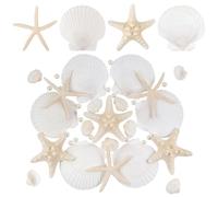 Wirow 46PCS Mixed Starfish Scallop Shells and Pearls for Crafts, Natural Beach Sea Shells for White Christmas Decor Beach Party Wedding Fishtank DIY Crafts