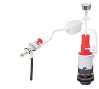 Wirquin 10724138 Complete Toilet Flush Mechanism Single Flush MP & Float Valve with Side Feed F80, Grey and Red