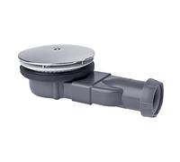 Wirquin 30719686 Slim Extra-Flat Shower Drain for Extra-Flat Trays ø90 with ABS Membrane and Dome, Grey