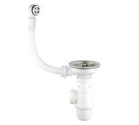 Wirquin 30723095 Complete Set for Sink Waste and Siphon 1 Basin with Classic Siphon, Chrome and White