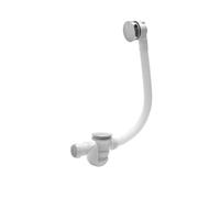 Wirquin 30723098 Ensemble complet vidage de baignoire L700 mm avec Siphon Haut débit clapet recouvrant métal, Blanc et chromé Bathtub Drain with High Flow and Metal Lid White