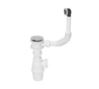 Wirquin 30723316 Waste Fitting for Sink with Stainless Steel Lid and Overflow White
