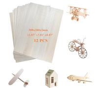 WIRSHO 12PCS Balsa Wood Sheets, A4 Plywood Sheets for DIY Crafts, Woodcraft Model, Painting and Engraving