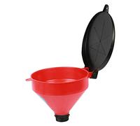 WirthCo Funnel King 32425 Drum Funnel with Screen and Lockable Lid - Spout Length 1 3/8" with 4 Quart Capacity, Spill-Free and Polyethylene Funnel with Hang Hole for Storage