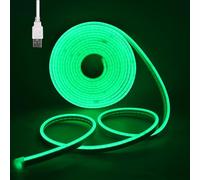 Wisada 1M LED Neon Rope Light with On/Off, Green Light Waterproof Flexible LED Strip Light, DIY Design, Suitable for Bedroom, Living Room, Game Room, Kitchen, Indoor, Party Decoration