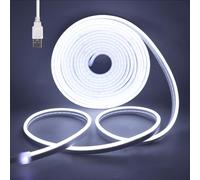 Wisada 1M LED Neon Rope Light with On/Off, White 6000K Waterproof Flexible LED Strip Light, DIY Design, Suitable for Bedroom, Living Room, Game Room, Kitchen, Indoor, Party Decoration