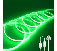 Wisada 220V COB LED Neon Light Strip with On/Off [11m, Green], IP65 Waterproof Flexible，288 LEDs/m Cuttable FCOB LED Rope Light, DIY Design, Home Store Decorative Light Strip