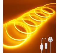 Wisada 220V COB LED Neon Light Strip with On/Off [11m, Yellow], IP65 Waterproof Flexible，288 LEDs/m Cuttable FCOB LED Rope Light, DIY Design, Home Store Decorative Light Strip