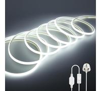 Wisada 220V COB LED Neon Light Strip with On/Off [1m, White 6000-6500K], IP65 Waterproof Flexible，288 LEDs/m Cuttable FCOB LED Rope Light, DIY Design, Home Store Decorative Light Strip