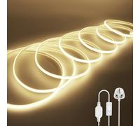 Wisada 220V COB LED Neon Light Strip with On/Off [50m, Natural White 4000-4500K], IP65 Waterproof Flexible，288 LEDs/m Cuttable FCOB LED Rope Light, DIY Design, Home Store Decorative Light Strip