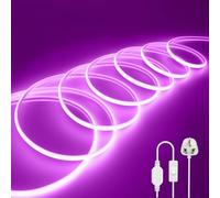 Wisada 220V COB LED Neon Light Strip with On/Off [6m, Purple], IP65 Waterproof Flexible，288 LEDs/m Cuttable FCOB LED Rope Light, DIY Design, Home Store Decorative Light Strip