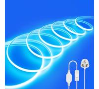 Wisada 220V COB LED Neon Light Strip with On/Off [8m, Ice Blue], IP65 Waterproof Flexible，288 LEDs/m Cuttable FCOB LED Rope Light, DIY Design, Home Store Decorative Light Strip