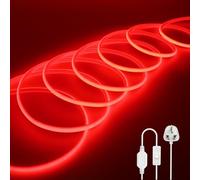 Wisada 220V COB LED Neon Light Strip with On/Off [9m, Red], IP65 Waterproof Flexible，288 LEDs/m Cuttable FCOB LED Rope Light, DIY Design, Home Store Decorative Light Strip