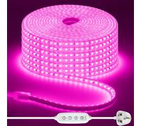 Wisada 220V Dimmable/Timer LED Strip [13M, Pink], 120 LEDs/M IP65 Waterproof Flexible Cuttable LED Fairy Light CRI85+, SMD2835 Home/Store Decorative Rope Light