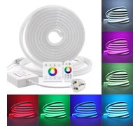 Wisada 220V RGB LED Neon Strip Light with Dual Controllers [8M], IP65 Waterproof Flexible, 80 LEDs/m Cuttable LED Strip Light CRI85+, Bedroom Bar Store Kitchen Decorative Lighting