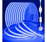 Wisada 240 LEDs/m COB LED Strip with On-Off Switch, AC220-240V Waterproof Flexible Cuttable FCOB LED Strip CRI85+ 29M Blue Uniform No Dark Spots Bedroom Cabinet Kitchen Decoration