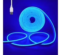 Wisada 3M LED Neon Rope Light with On/Off, Blue Light Waterproof Flexible LED Strip Light, DIY Design, Suitable for Bedroom, Living Room, Game Room, Kitchen, Indoor, Party Decoration